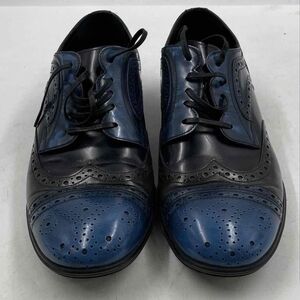 Men's Blue and Black Oxford Shoes with COA